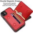 thumbnail image 5 of Case for iPhone 11 Case with Card Holders, Dual Layer Lightweight Slim Leather iPhone 11 Wallet Case Flip Folio Magnetic Lock Protective Case for Apple iPhone 11 6.1 Inch (2019), Red, 5 of 13