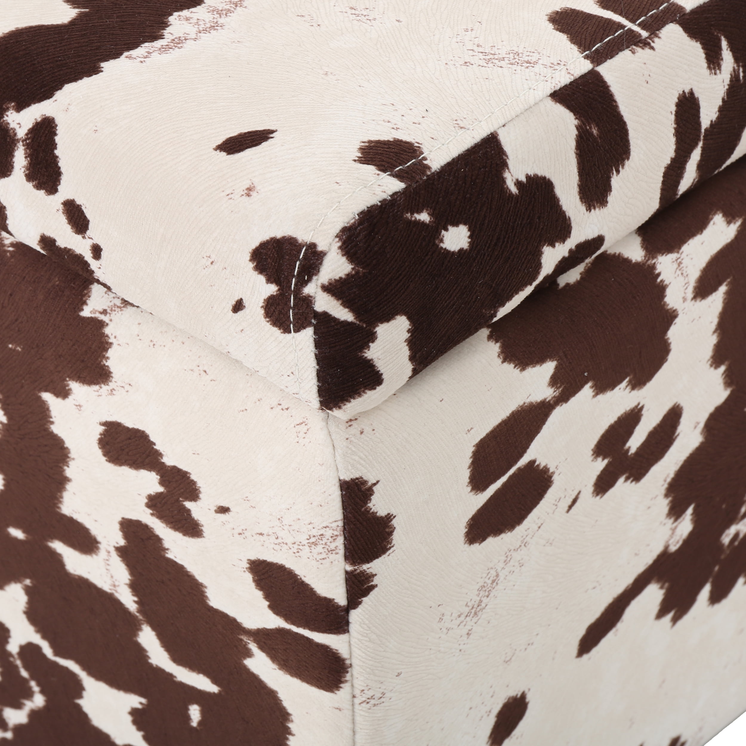 GDF Studio Delray Contemporary Upholstered Storage Ottoman, Cow Print Velvet