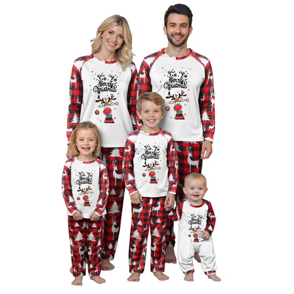 Gubotare Family Christmas Pajamas Matching Sets Baby Christmas Pajamas Matching Sets for Family Xmas Pjs Sleepwear Set Holiday Family Nightwear Pajamas Matching Sets (Red,XXL)