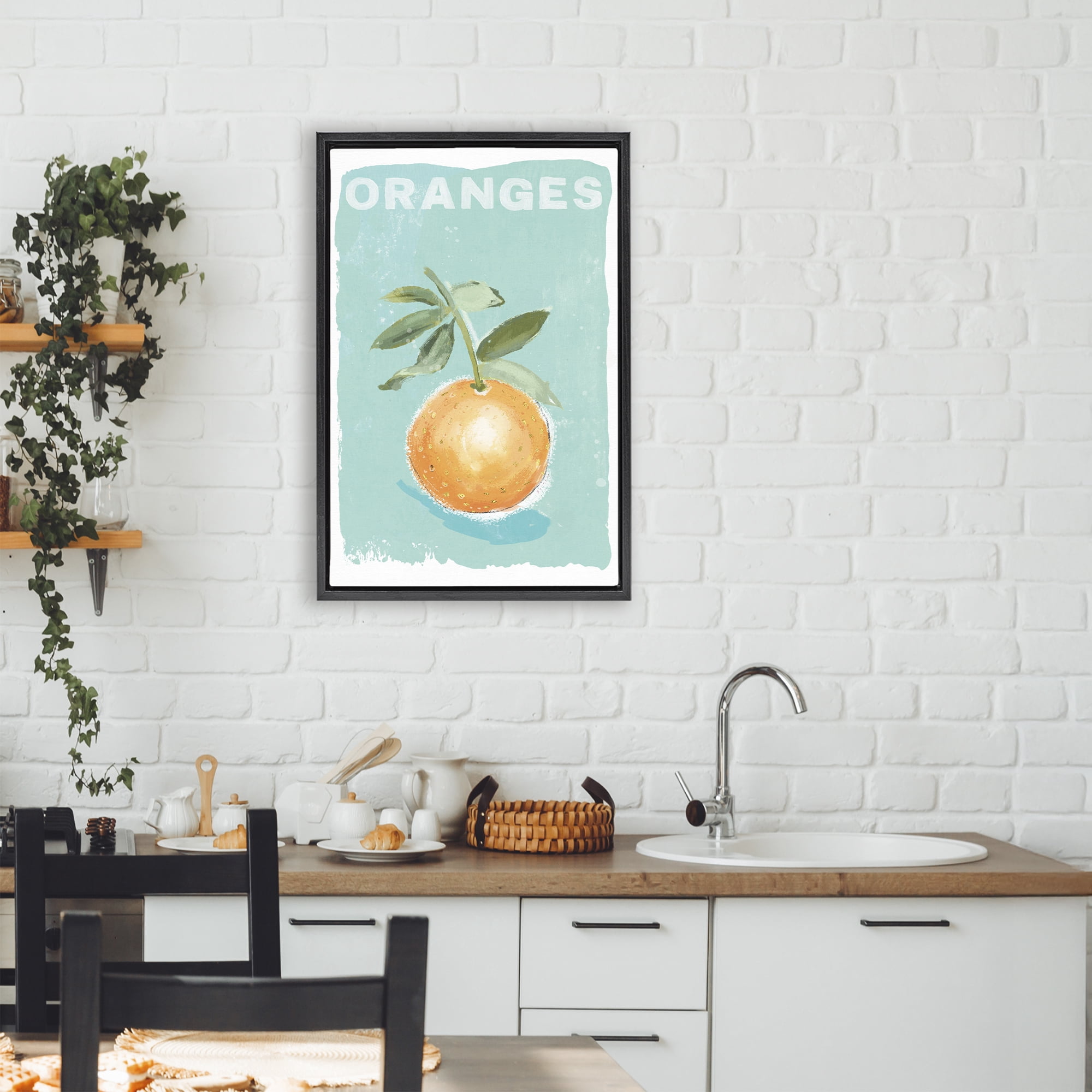Stupell Industries Orange Twist Motif Black Framed Floater Canvas Wall Art, design by Chad Barrett