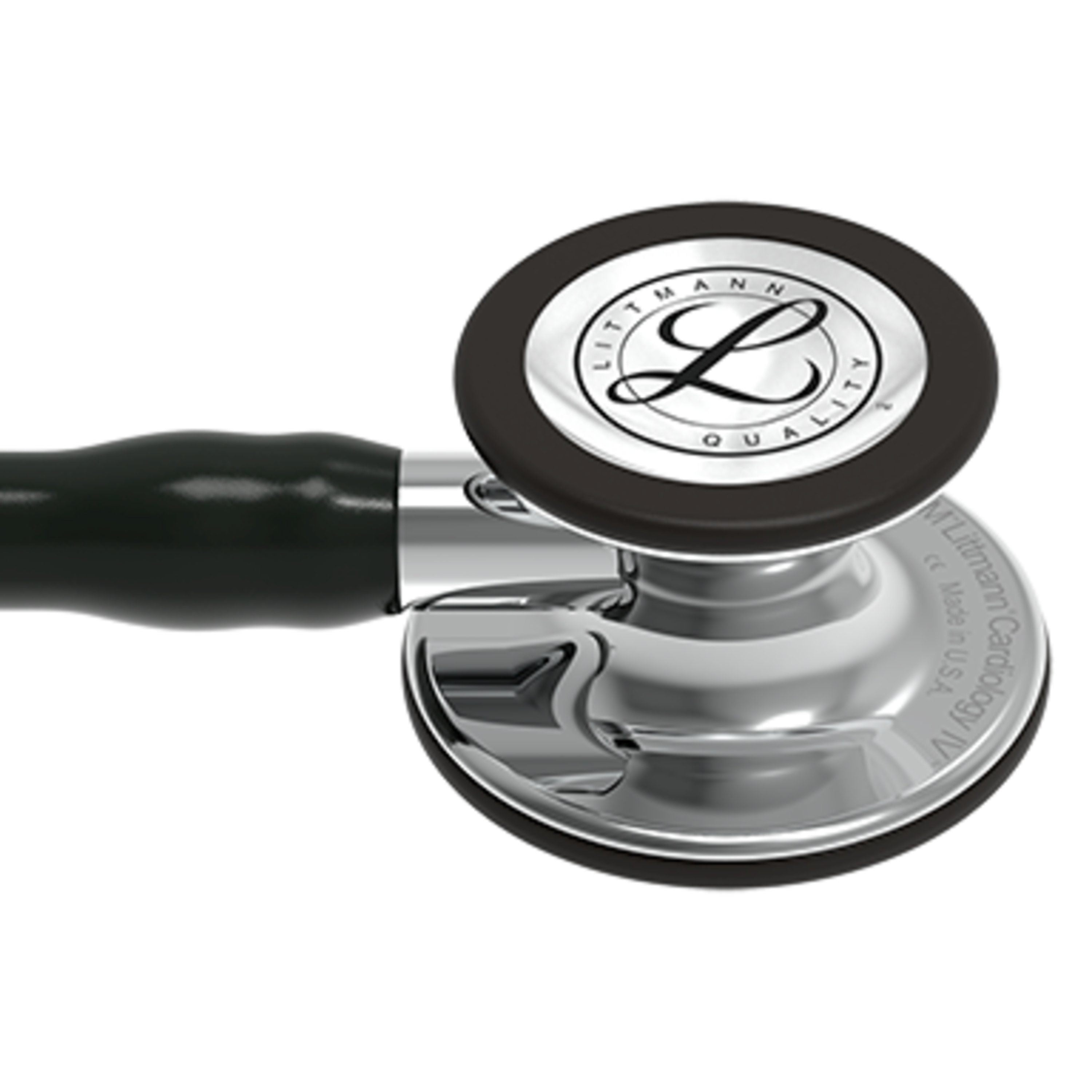 3M Littmann Cardiology IV Stethoscope, Mirror-Finish Chestpiece and Stem, Black Tube, Stainless Headset, 27 inch, 6177