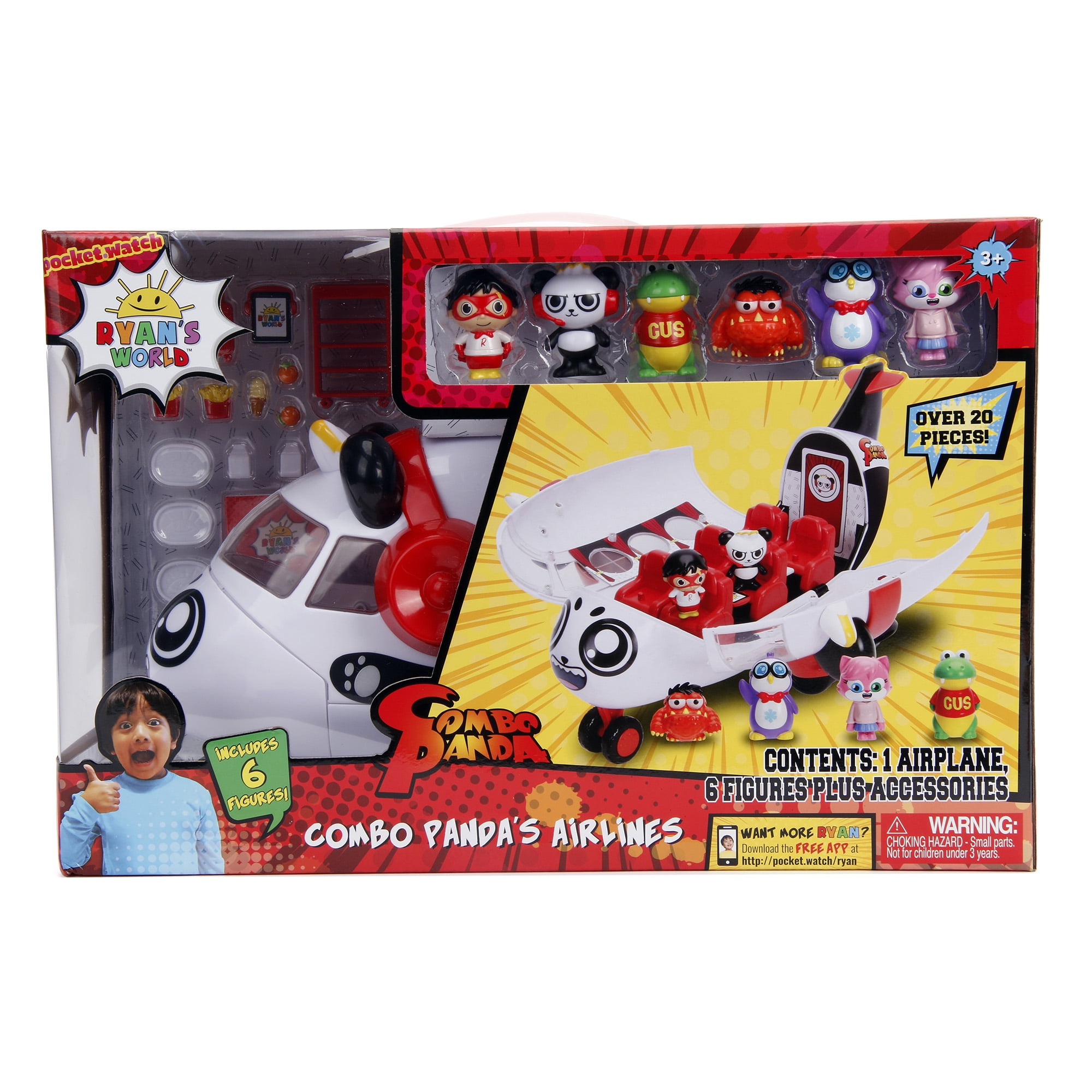 Ryan's World Combo Panda Airplane Case 6 Figures Play Set Children Toy Gift 