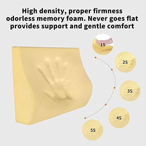 TISHIJIE Memory Foam Lumbar Support Pillow for Car - Mid/Lower Back Support  Cushion for Car Seat (Beige)