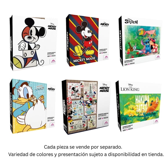 Rompecabezas PieceRelax Plástico 600 Piezas Disney Varios Modelos 1 pieza