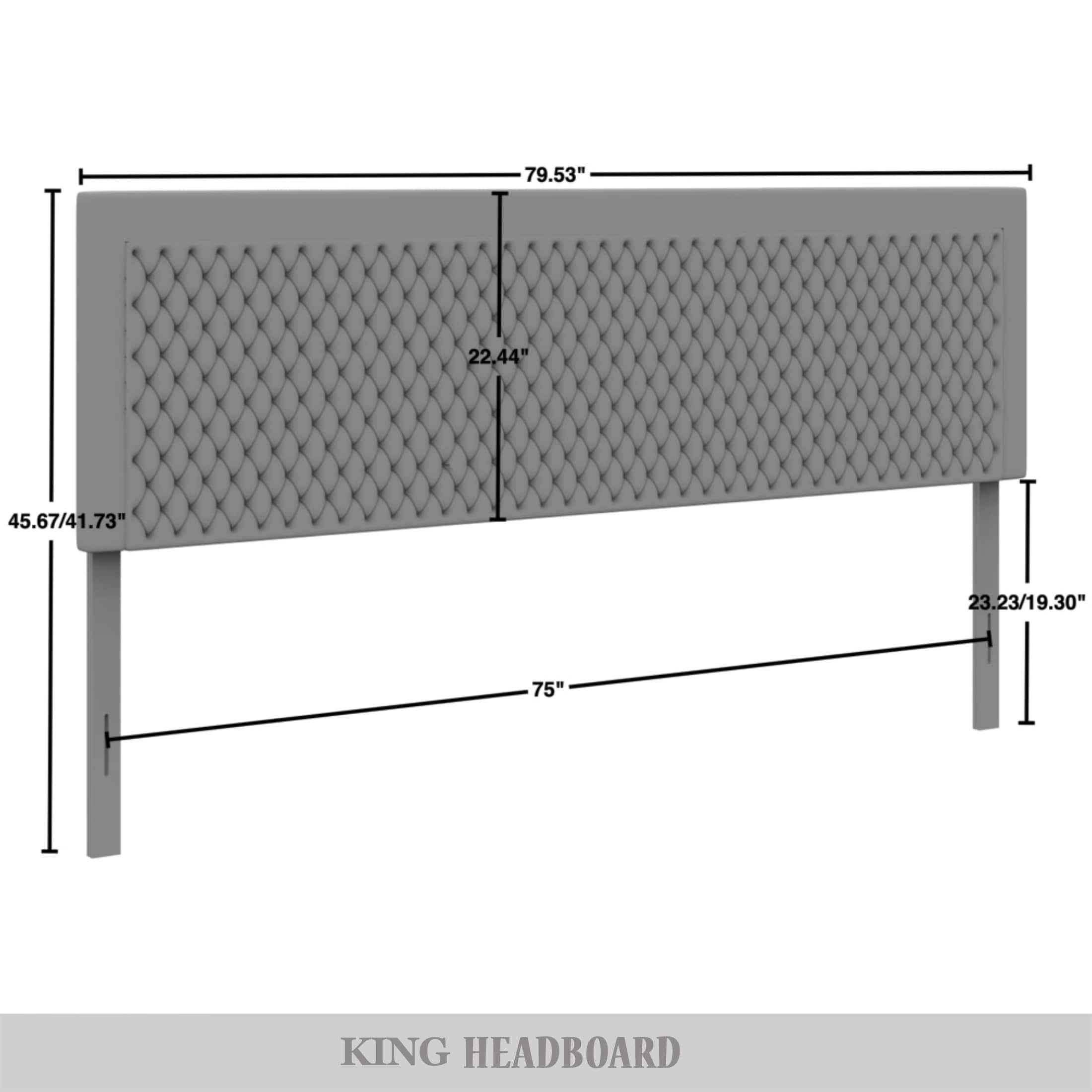 Castle Place Quilted Velvet Upholstered King Headboard, Light Blue