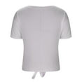 thumbnail image 4 of Lenpel Summer Tops for Women Ribbed Knit Short Sleeve V Neck Tie Front Tunic T-Shirts Casual Loose Tee Blouses, 4 of 6