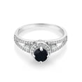 thumbnail image 2 of Gem Stone King 925 Sterling Silver Black Onyx Engagement Ring for Women (1.42 Cttw, Round 5MM, Gemstone Birthstone, Available in Size 5, 6, 7, 8, 9), 2 of 4