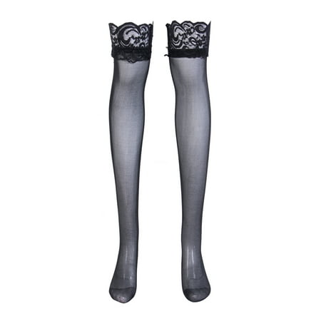 

Dewadbow Womens Sheer Lace Top Thigh High Stockings