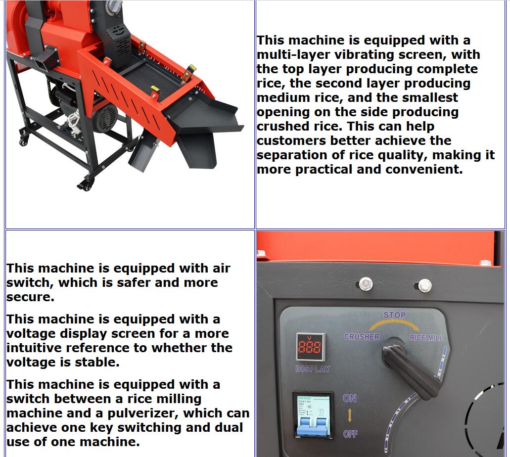Rice Milling and Crushing Machine 220V Corn Rice Sheller and Crusher with Vibrating Screen 130-170kg/h