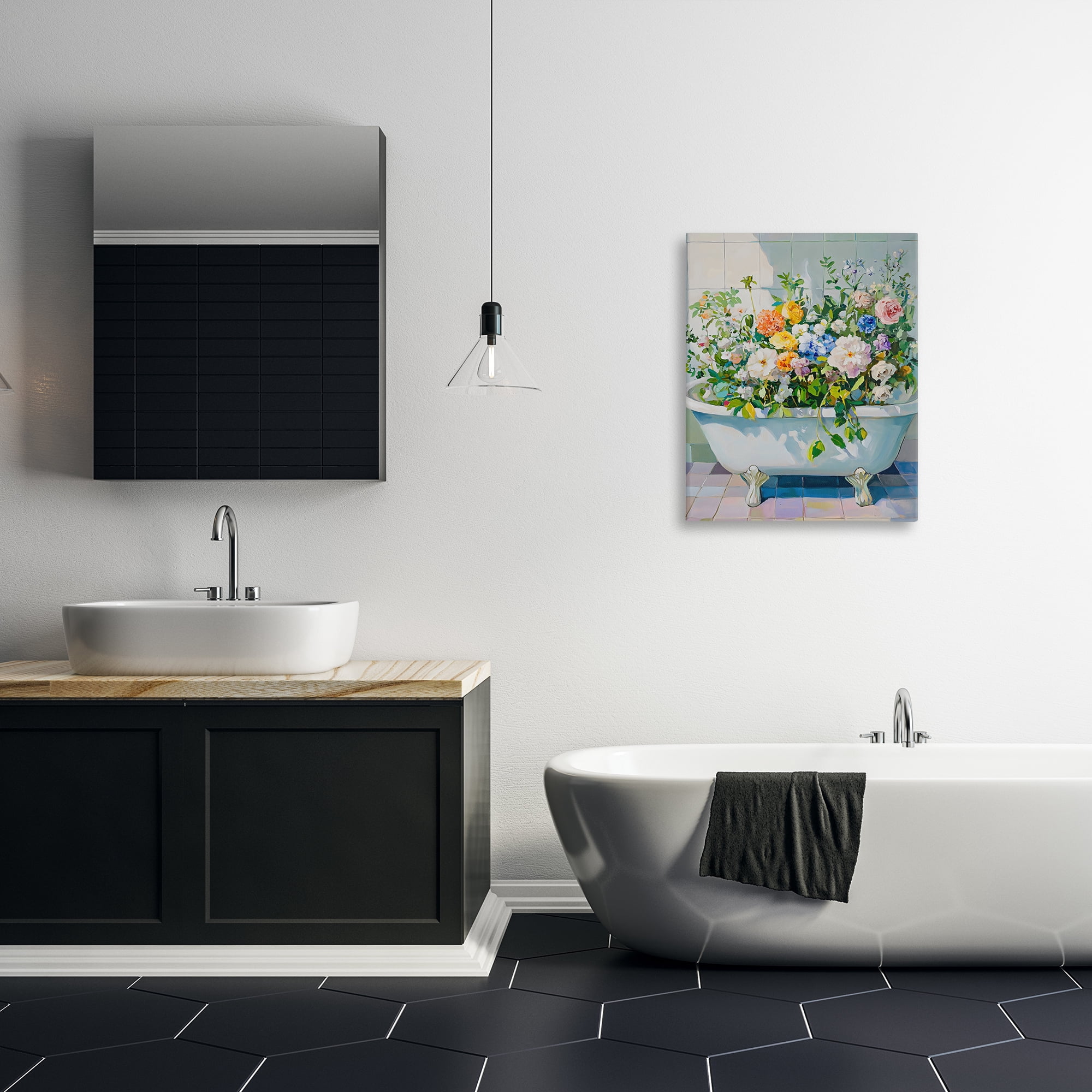 Stupell Industries Vintage Bathtub Bouquet Overgrowth Canvas Wall Art, design by The Prints Vibe