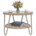 thumbnail image 1 of Outsunny Rattan Outdoor Coffee Table w/Storage Shelf, Tempered Glass Top, 1 of 10