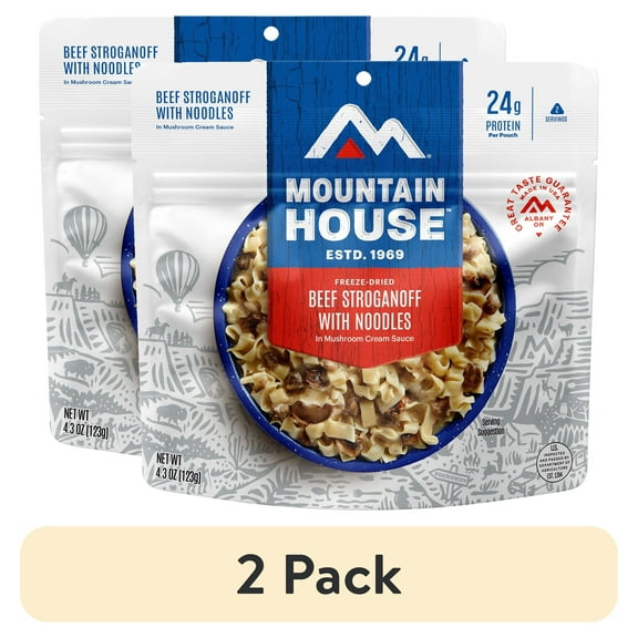 (2 pack) Mountain House Beef Stroganoff with Noodles, Freeze-Dried Backpacking & Camping Food, 2 Servings