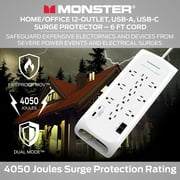 Monster 6ft White Surge Protector Power Strip & Tower – Heavy Duty for Computers & Appliances
