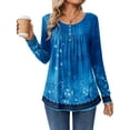thumbnail image 2 of UVN Womens Blouses Long Sleeve Crew Neck Shirts Button Up Pleated Dressy Casual Tunic Tops, 2 of 7