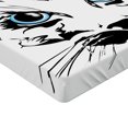 thumbnail image 2 of Ambesonne Animal Fitted Sheet, Big Cat Face Pet Sketchy, Twin Size, Sky Blue White and Black, 2 of 3