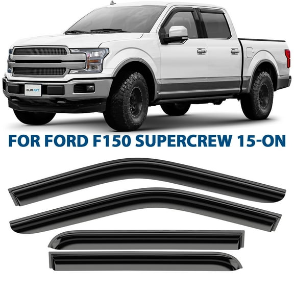 CLIM ART Incredibly Durable Rain Guards for Ford F150 2015-2026 SuperCrew, Original Tape-on Window Deflectors, Vent Deflector, Window Visors, Car Accessories, 4 pcs. - 415488