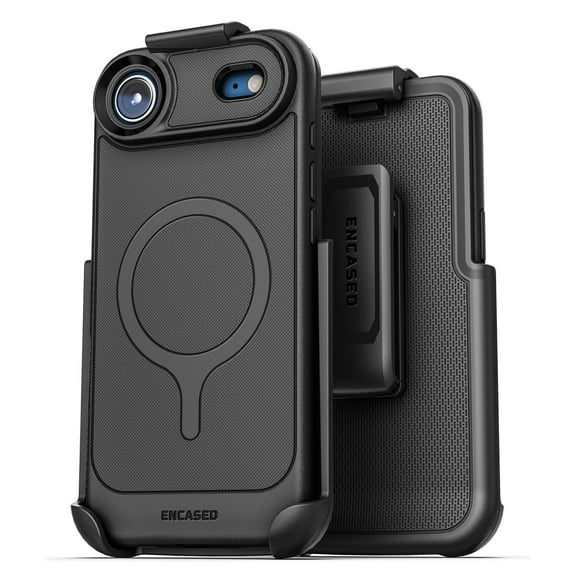 Encased Thin Armor for iPhone Air Case with Belt Clip (Compatible with MagSafe) Slim Flexible TPU Cover with Rotating Holster (Matte Black)