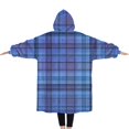 thumbnail image 2 of Oversized Wearable Blanket Hoodie,Blue Checkerboard Checkered Pattern Sherpa Blanket Hoodie with Super Pockets,Super Warm Fuzzy Pullover for Women & Men, 2 of 6