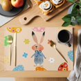 thumbnail image 2 of Spring Easter Placemats Set of 6, Bunny Colorful Eggs Floral Beige Placemats for Dining Table, Place Mats for Kitchen Tabletop, Waterproof Wipeable Dining Table Mats Set, 2 of 9