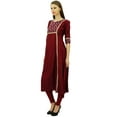 thumbnail image 5 of Bimba Women's Solid A-Line Rayon Kurti Lace Kurta 3/4 Sleevless Designer Ethnic Tunic, 5 of 9