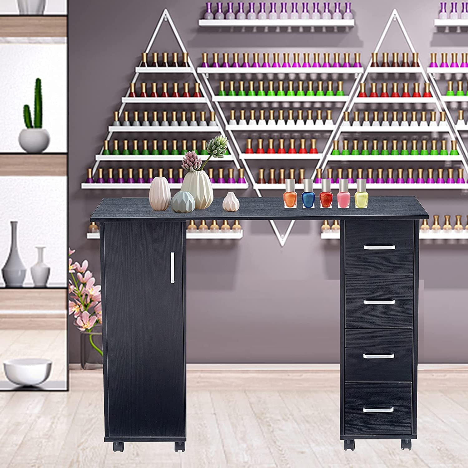 Manicure Nail Art Desk Computer Desk, Spa Beauty Nail Salon Technician Table Nail Desk Stations