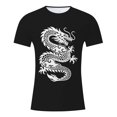 thumbnail image 4 of Mens Cool Chinese Loong T-Shirt Tops Novelty Print Short Sleeve Crewneck Tees Black M, 4 of 5