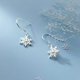 thumbnail image 3 of Sterling Silver Snowflake Drop Earrings | Dainty Crystal Dangle Earrings | Christmas Jewelry for Women & Teens, 3 of 5