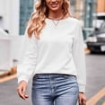 thumbnail image 6 of WREESH Womens Fashion Tunic Tops Loose Casual Solid Color Long Sleeve Round-Neck Blouses & Shirts Pullover White, 6 of 9