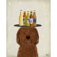 thumbnail image 2 of Fab Funky 12x14 Gold Ornate Wood Framed with Double Matting Museum Art Print Titled - Labradoodle Brown Beer Lover, 2 of 4