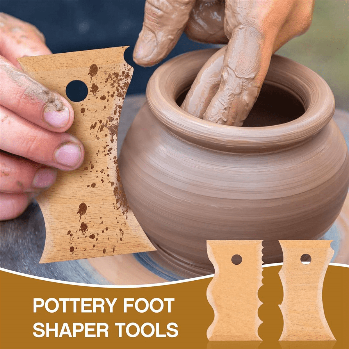 14 Pieces Pottery Trimming Tools Pottery Clay Foot Shaper Tools Texture Wooden Profile Rib Bundle Foot Shaper