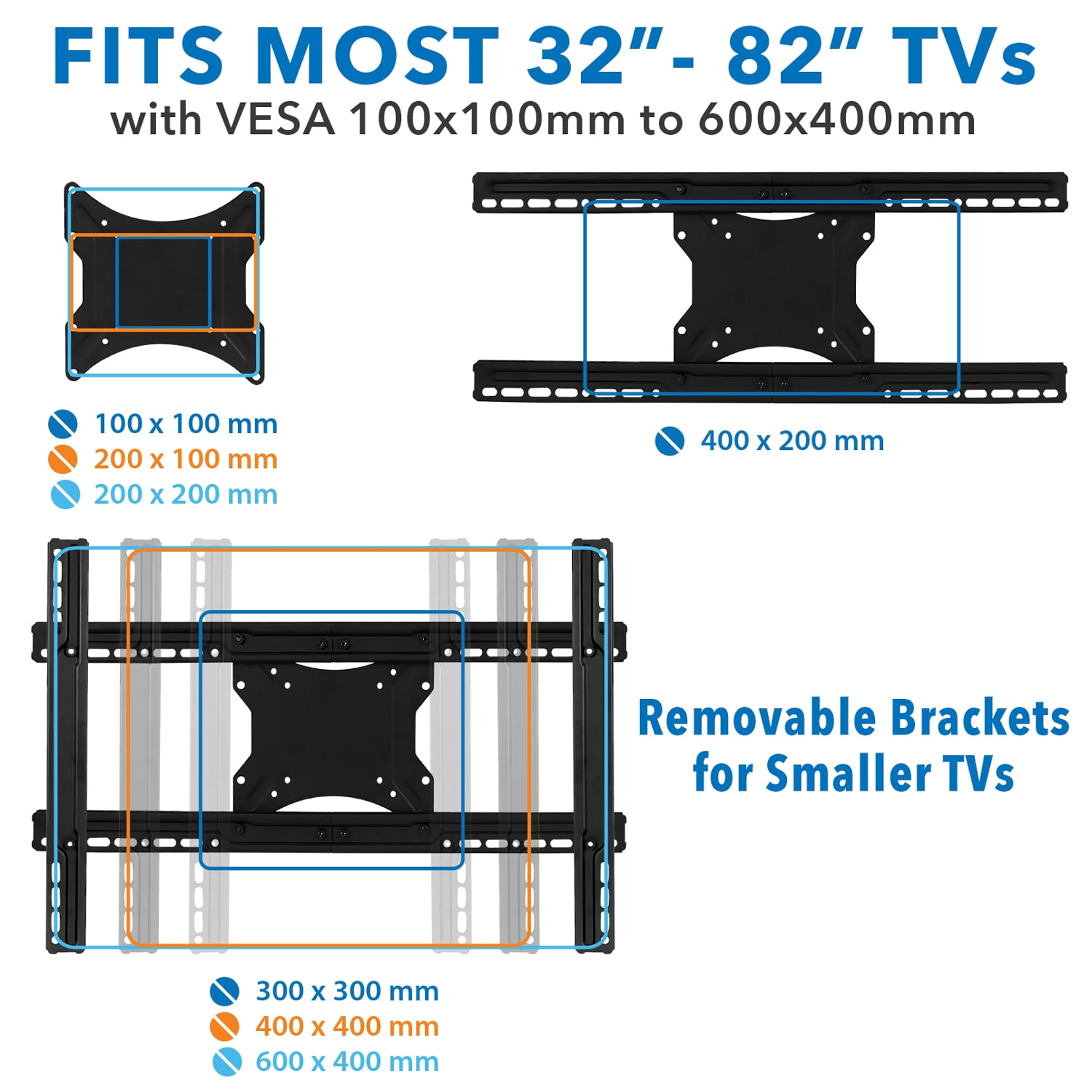 Mount-It! Full Motion TV Wall Mount with Swivel and Tilt, Fits 40" to 80" Screens, 132 lbs. Capacity