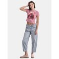 thumbnail image 2 of No Boundaries Ribbed Cotton Graphic Baby Tee, Women's and Women’s Plus, 2 of 5