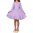 thumbnail image 5 of Eltusu Girls Casual Dresses, Crewneck Long Sleeve Princess Midi Dress Kids Clothes Purple Size 8T, 5 of 6