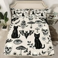 thumbnail image 2 of jejeloiu Gothic Skeleton Bed Sheets,Kawaii Kitten Animal King Sheets,Spooky Halloween Bats Sheet Set For Girl Boys,Ultra Soft Home Decor,4pcs, 2 of 7