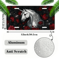 thumbnail image 2 of 1 Pcs 2D Flat License Plate Covers & Frames, White Unicorn among Roses For Decorative Front, Waterproof For Decoration Aluminum License Plate Covers & Frames Cover For Men Women, 12" X 6", 2 of 7