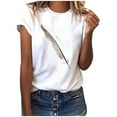 thumbnail image 1 of LSLJS T-Shirts pour Femmes Mode Femmes T-Shirt à Manches Courtes Imprimé Plume Haut Décontracté Tee Blouse, 1 of 3