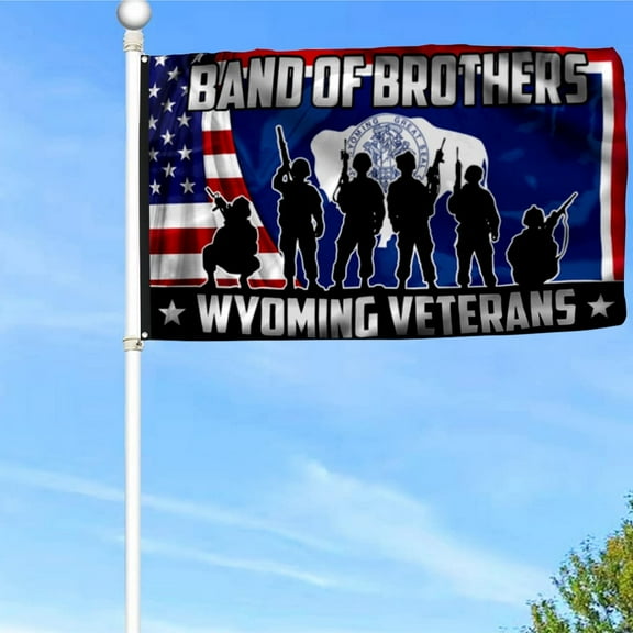 Veteran Grommet Flag Band Of Brothers Wyoming Veterans Flag Banner with Grommets 3x5Feet Man cave Decor