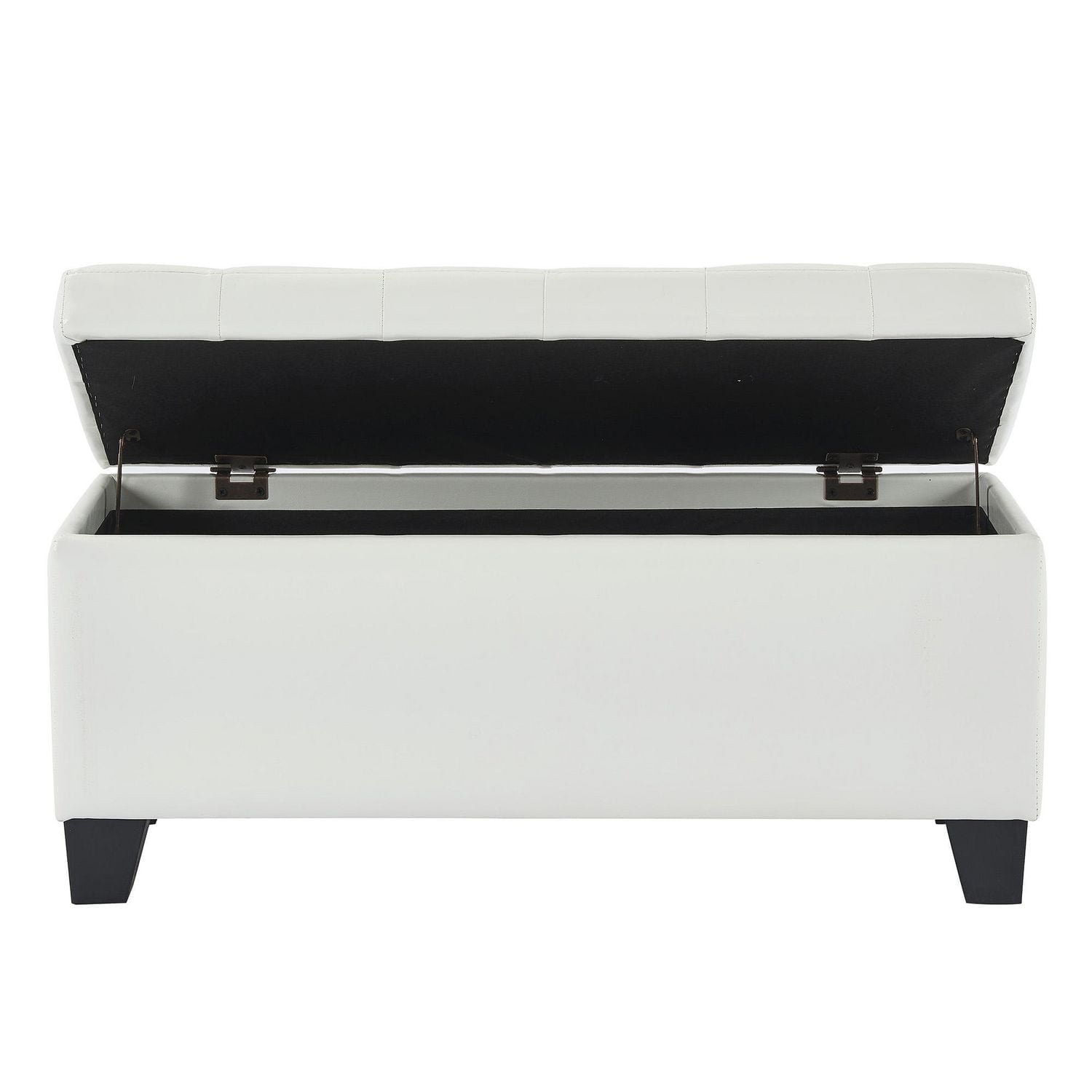 Faux Leather Storage Ottoman- White