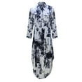 thumbnail image 4 of Njoeus Womens Long Sleeve Printed Split Shirt Dress Women Plus Size Casual Buttons Down Loose Party Cocktail Maxi Dresses S-5XL, 4 of 5