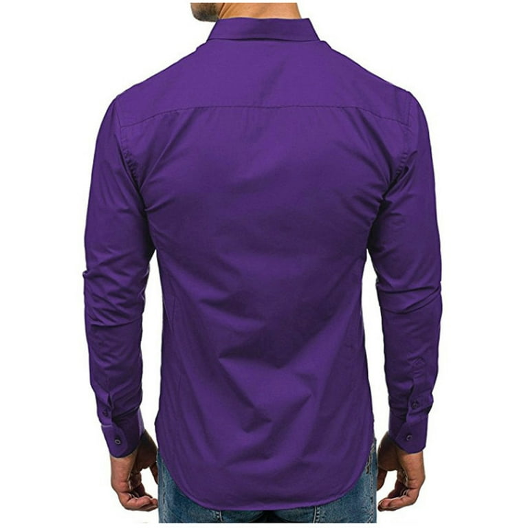 Kddylitq Men's Muscle Fit Dress Shirts Athletic Slim Fit Long Sleeve  Stretch Wrinkle-Free Casual Button Down Shirt Purple XL - Walmart.com