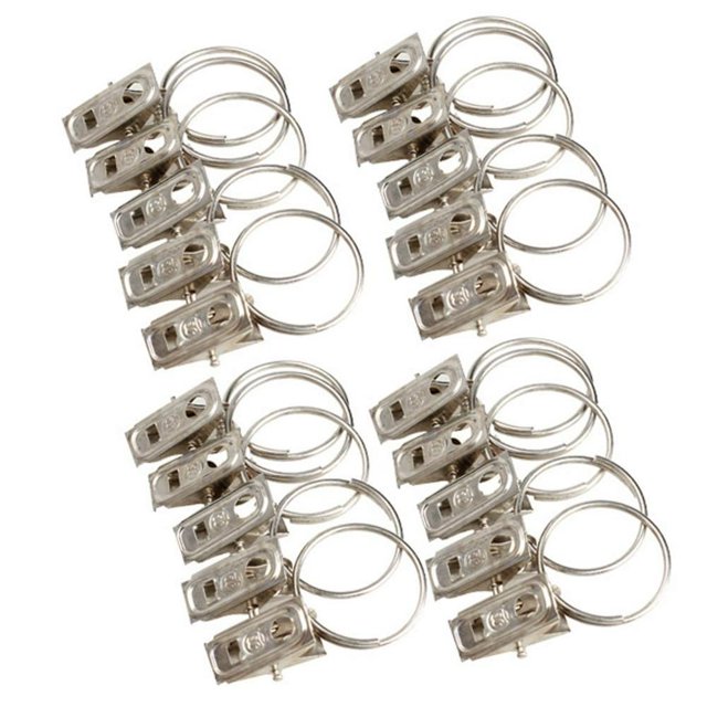 40pcs Stainless Steel Window Shower Curtain Rod Clips Rings Drapery Clips