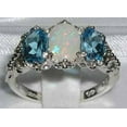 thumbnail image 2 of LBG 10k White Gold Natural Opal & Blue Topaz Womens Anniversary Ring - Size 7.25, 2 of 4