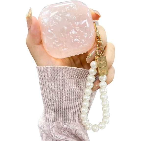 Compatible with Samsung Galaxy Buds 2 Pro(2022)/Galaxy Buds 2/Galaxy Buds Pro/Galaxy Buds Live Case with Pearl Keychain Cute Shockproof Protective Cover Case Pink