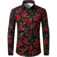 thumbnail image 1 of Camisa de manga larga con estampado 3D de rosas y botones estilo Harajuku blusa holgada de gran tamaño con estampado de flores para otoño novedad de verano de, 1 of 6