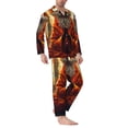 thumbnail image 2 of Naloa Maple Leaf Meditating Fox Men’s Pajamas Set - Long Sleeve Button Down Sleep Shirt and Pajama Bottoms Sleepwear Set-X-Large, 2 of 7