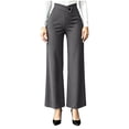 thumbnail image 2 of Women's Wide Leg Work Pants, Asymmetric Waist Button High Waist Elegant Trousers, Relaxed Fitting Bottoms for Streetwear Gray Straight Leg Yoga Pants for Women M, 2 of 6