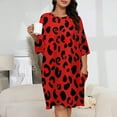thumbnail image 2 of Leopard Animal Print Red Sleepshirts For Sleeping Travels Loose Sleepdress Pajama Dress Soft Nightdress Sleepwear, 2 of 7