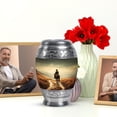 thumbnail image 6 of JAGASY Cowboy Handmade Urn for Sister, Grey Urns for Human Ashes Keepsake, Raining Clouds & Mountain Grass Decorative Urns for Brother, Horse Cremation Urn for Siblings, (3 Inch), 6 of 7