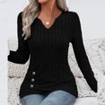 thumbnail image 4 of Tunic Sweaters for Women Long Sleeve Shirts V Neck Tops Fall Winter Ribber Knit Pullover Blouse Black S, 4 of 5