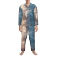 thumbnail image 3 of Honeii Cute Cloud Cat Pattern Mens Pajamas Set,2pcs Men's Lounge Long Sleeve Sleep Shirt and Pajama Bottoms Sleepwear Set,Mens Pjs Sets-XX-Large, 3 of 7